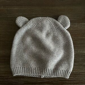Gray Knitted Bear Ear Kids Hat